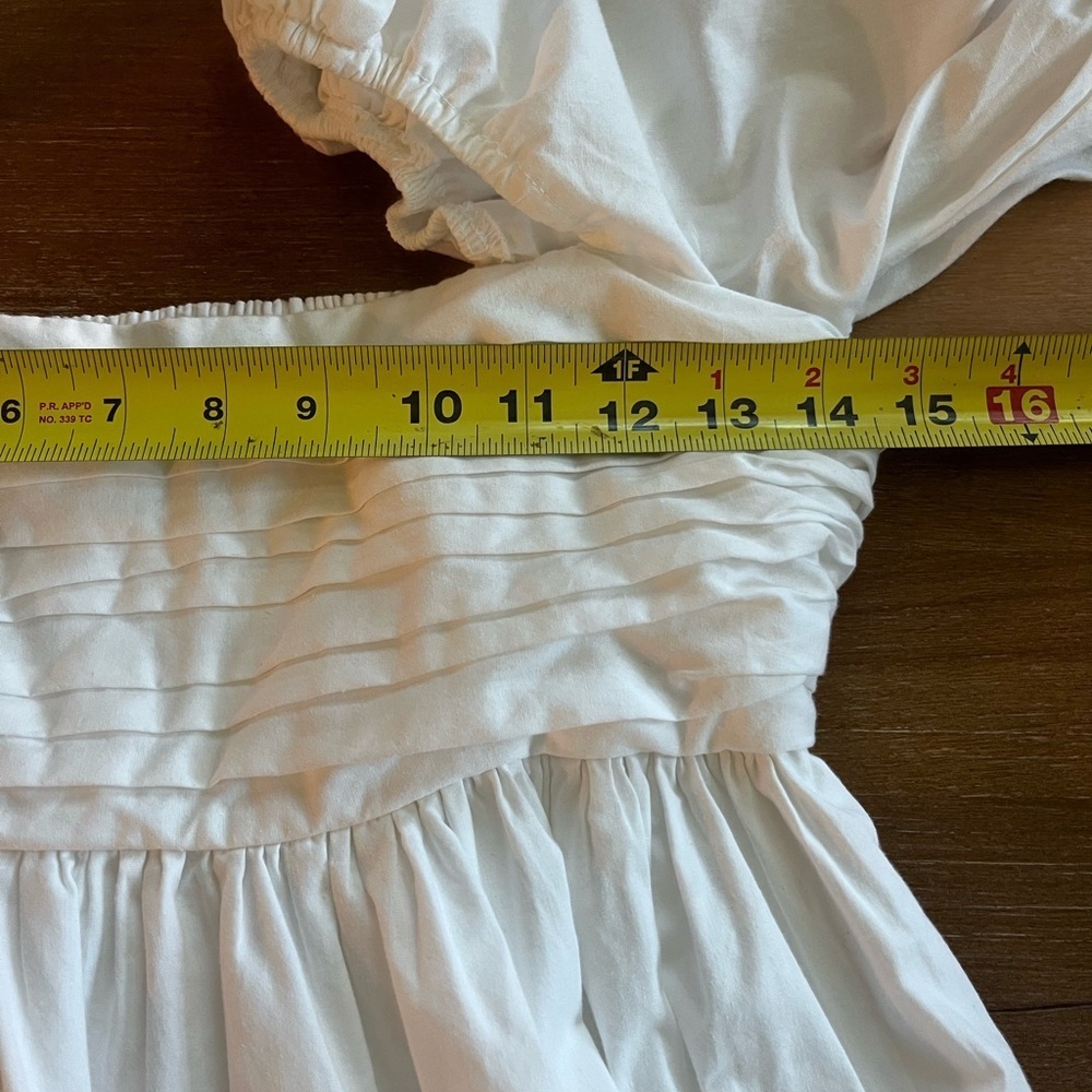 Abercrombie & Fitch Emerson Ruched Puff Sleeve Mini Dress - White - XS Petite - Picture 7 of 9